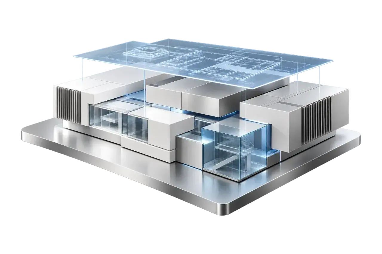 Connected architecture modules illustrating aligned business, product and technology strategy